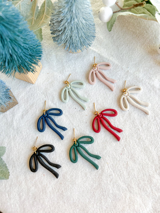 Holiday/Everyday Ribbon Bow Polymer Clay Earrings