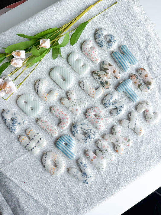 Bubble Letter Transfer Paper Designed Polymer Clay Keychains