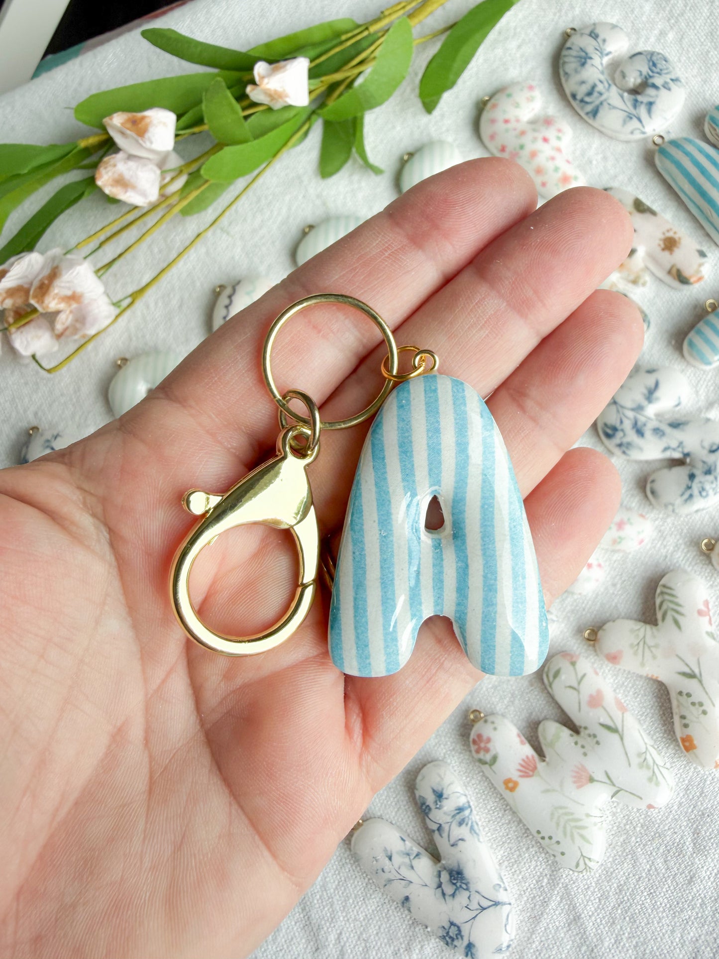 Bubble Letter Transfer Paper Designed Polymer Clay Keychains
