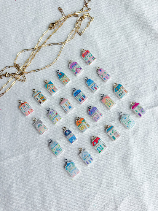Spice Village Themed Transfer Paper Designed Polymer Clay Charms