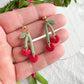 Cherry Hearts on Stem Polymer Clay Dangles