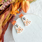 Folk Art Floral Ghost Polymer Clay Dangles | Fall Earrings