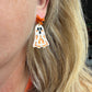 Folk Art Floral Ghost Polymer Clay Dangles | Fall Earrings
