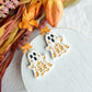 Folk Art Haunted Ghost Polymer Clay Dangles | Fall Earrings