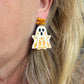 Folk Art Haunted Ghost Polymer Clay Dangles | Fall Earrings