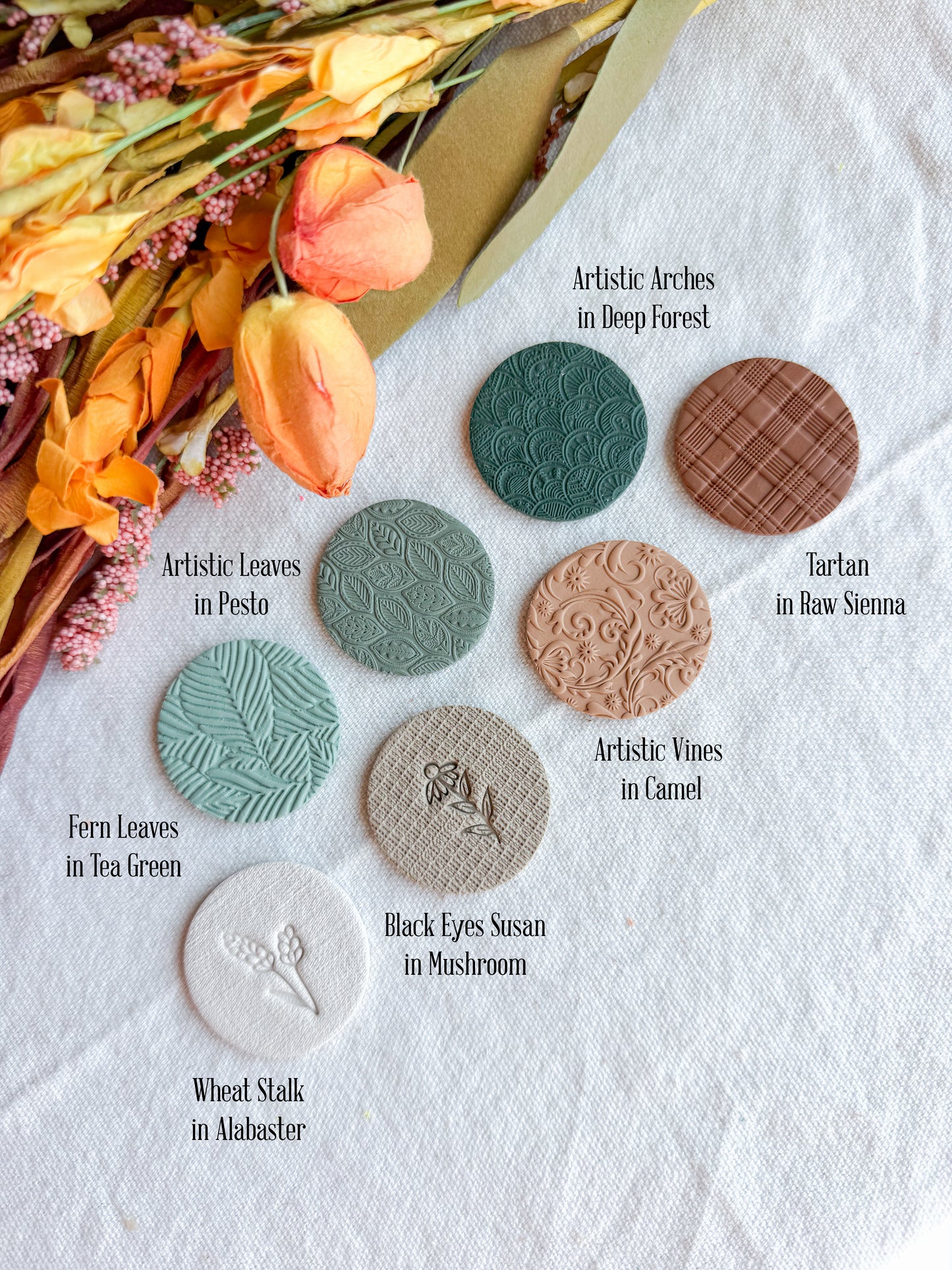 Nature Themed Polymer Clay ID Badge Reel: Nurse Teacher Autumn Colors