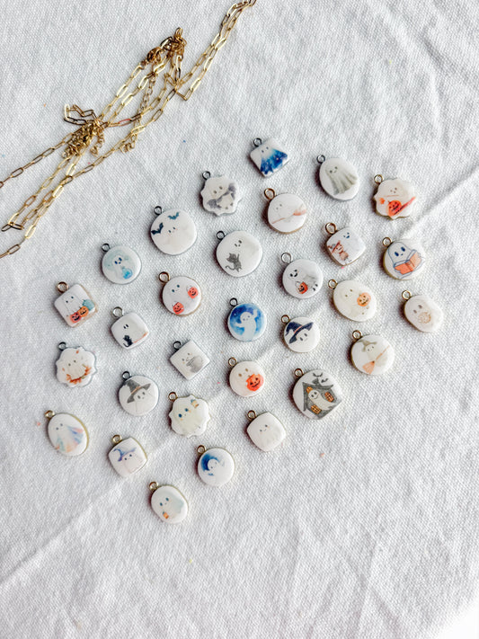 Halloween Ghosts Transfer Paper Designed Polymer Clay Jewelry Charms