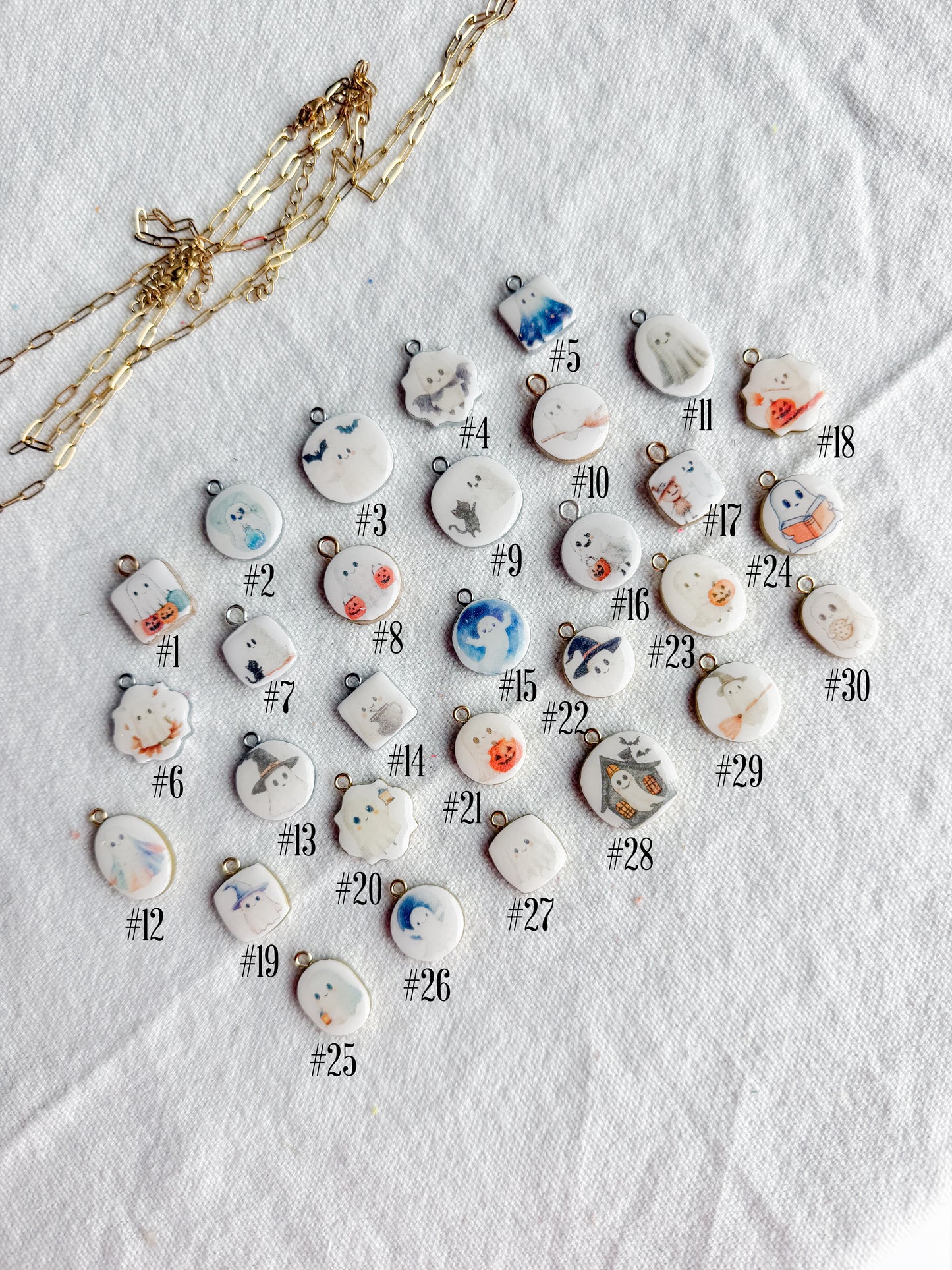 Halloween Ghosts Transfer Paper Designed Polymer Clay Jewelry Charms