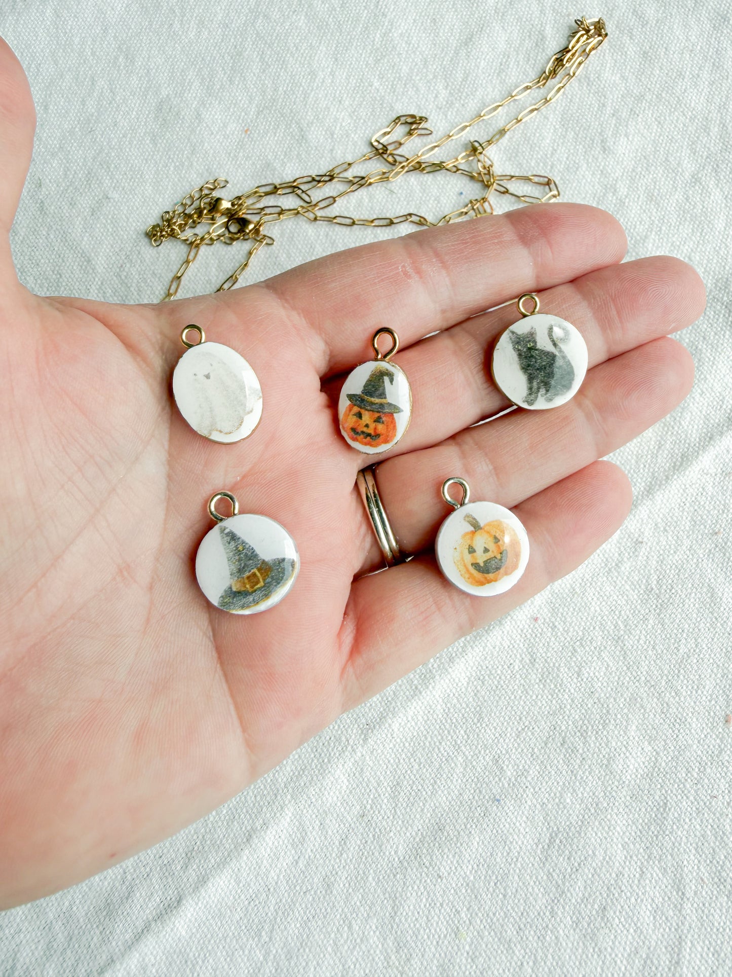 Halloween Witching Hour Transfer Paper Designed Polymer Clay Jewelry Charms