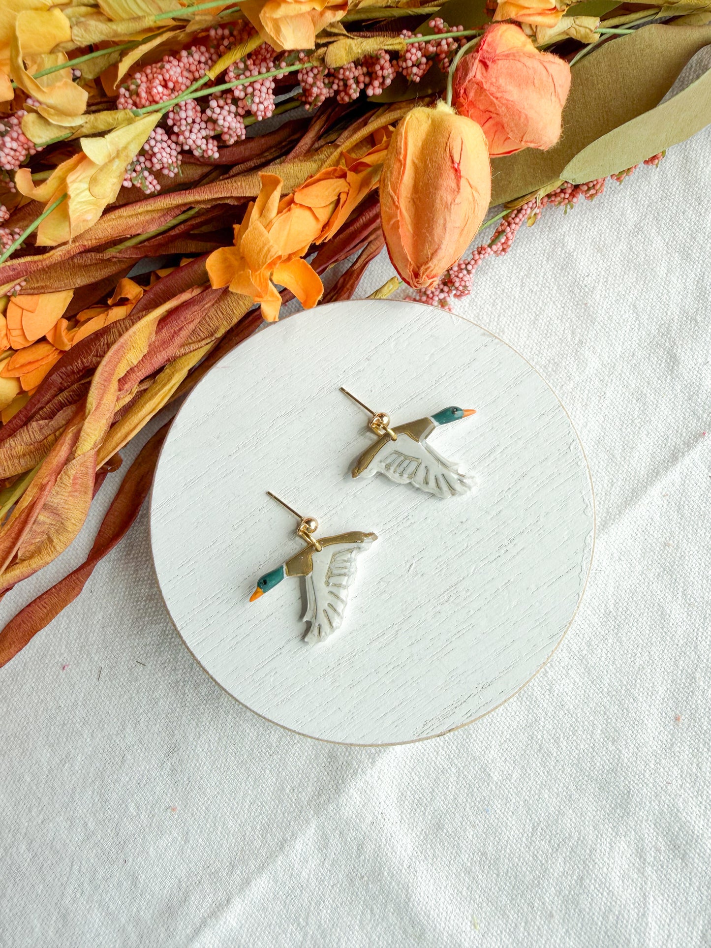 Mallard Duck Polymer Clay Earrings