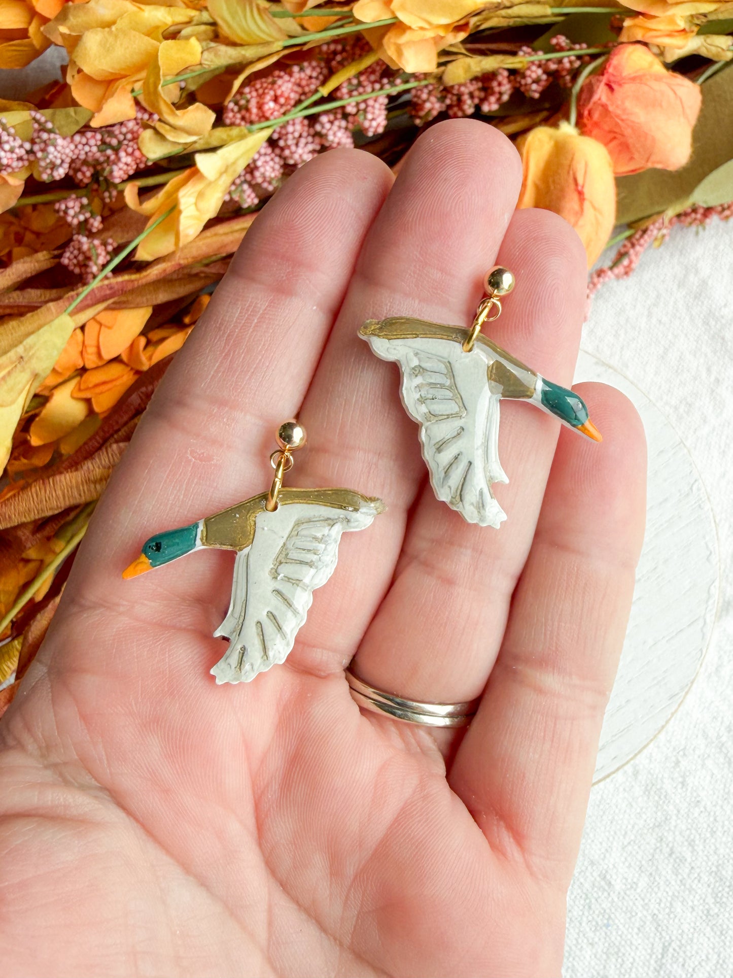 Mallard Duck Polymer Clay Earrings