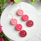 3 Tiered Ombre Pink Heart Polymer Clay Dangles