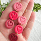 3 Tiered Ombre Pink Heart Polymer Clay Dangles