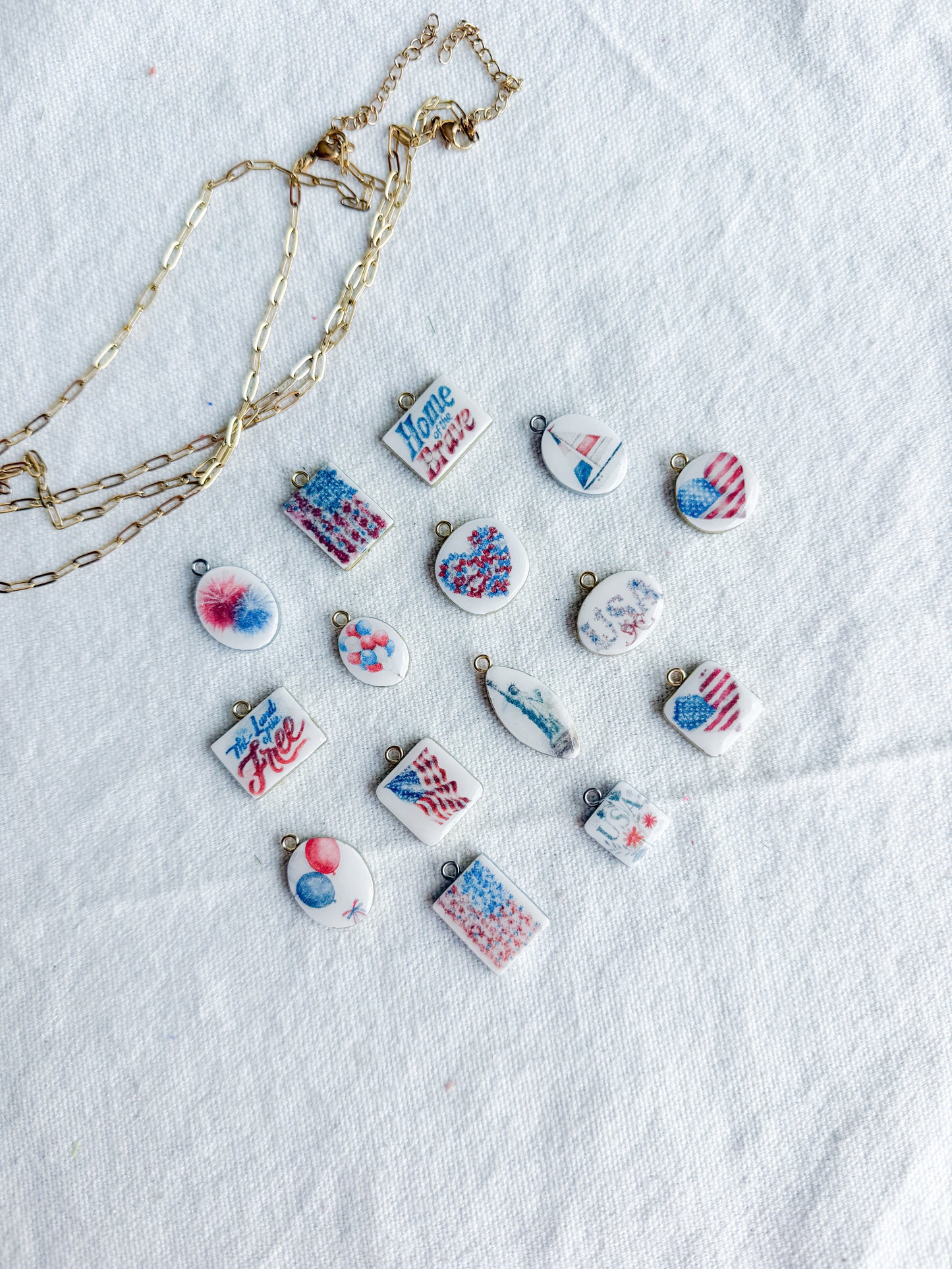 Americana Transfer Paper Designed Polymer Clay Jewelry Charms