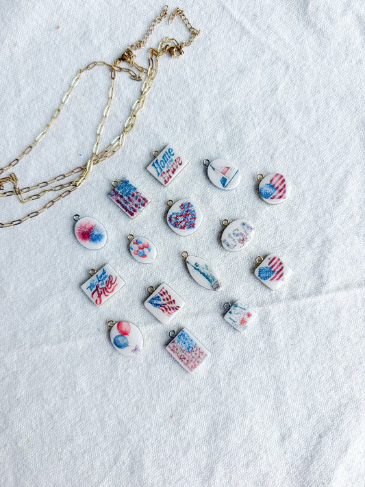 Americana Transfer Paper Designed Polymer Clay Jewelry Charms