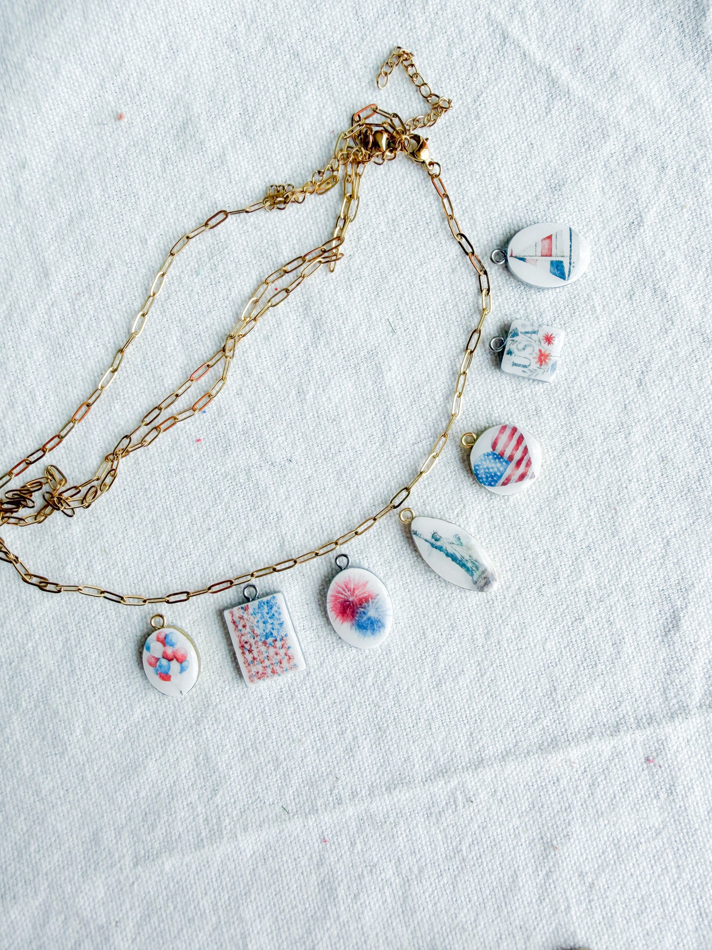 Americana Transfer Paper Designed Polymer Clay Jewelry Charms