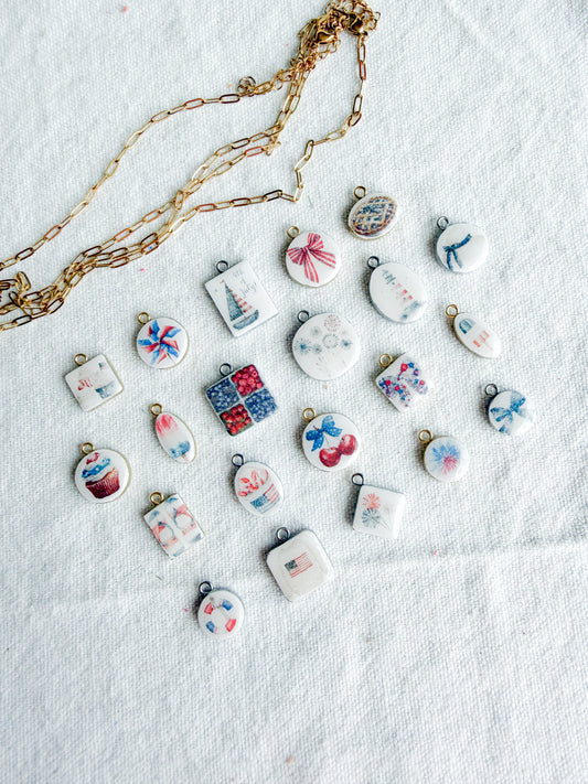 Americana Fourth of July Transfer Paper Designed Polymer Clay Jewelry Charms