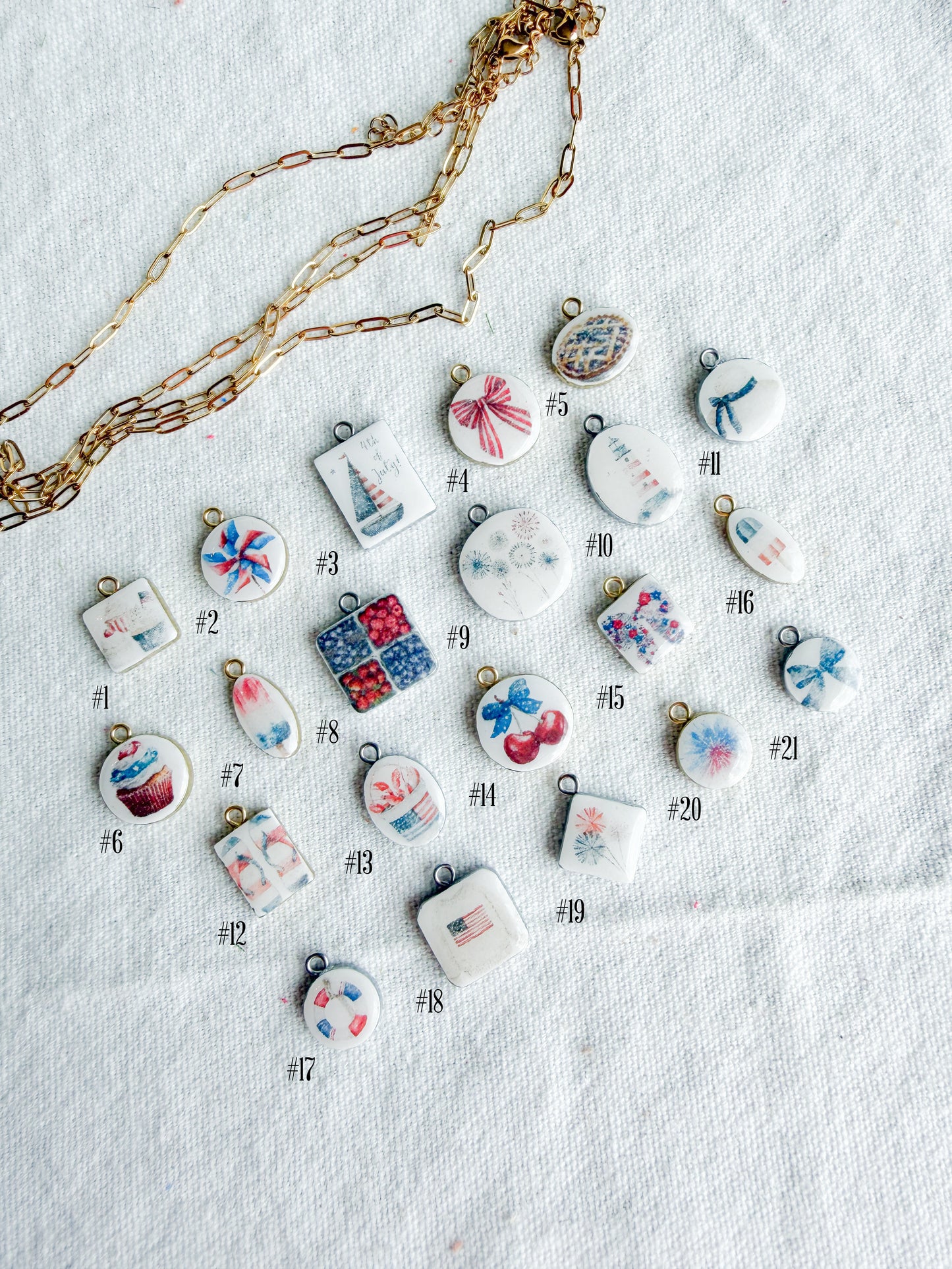 Americana Fourth of July Transfer Paper Designed Polymer Clay Jewelry Charms