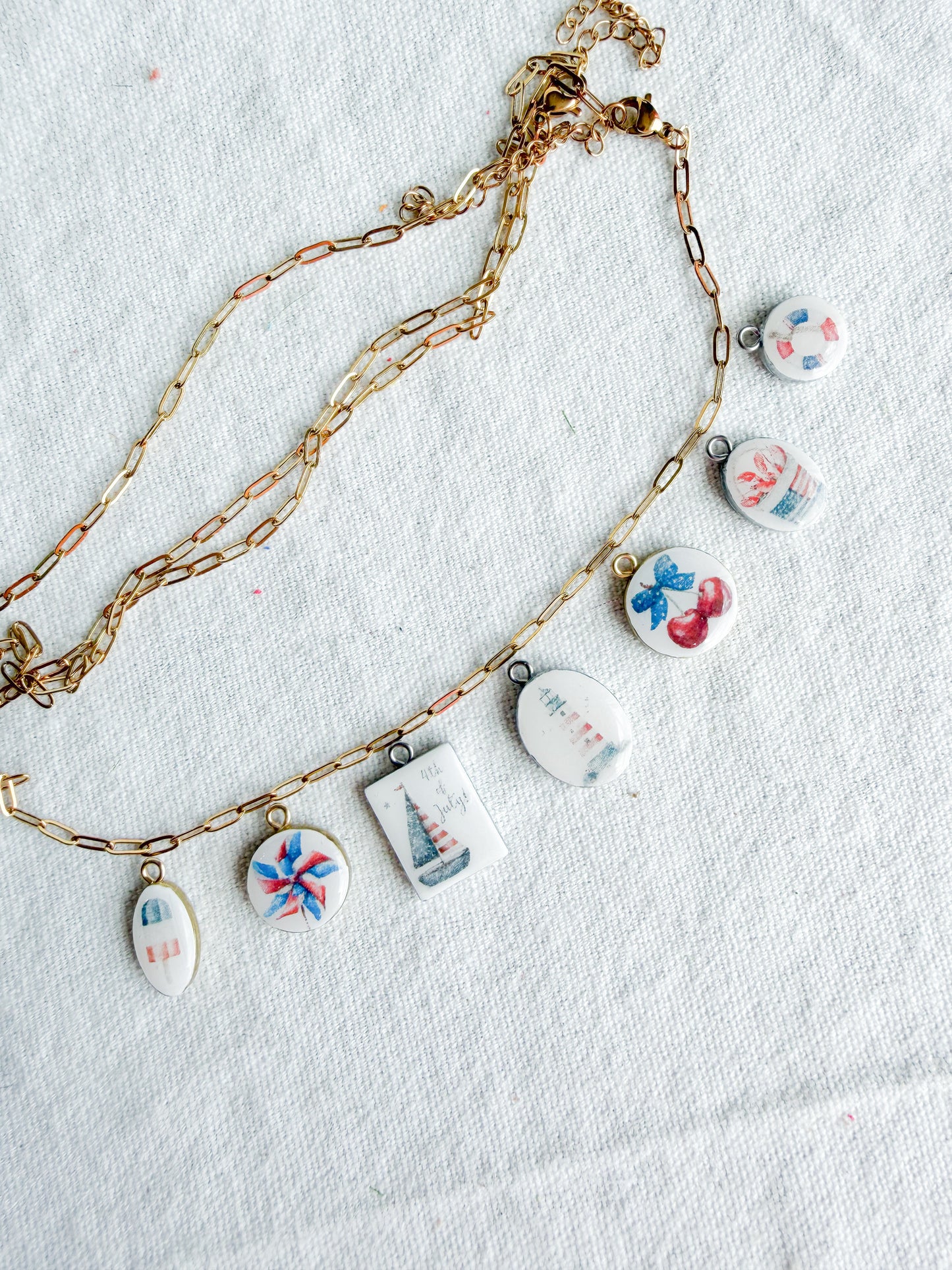 Americana Fourth of July Transfer Paper Designed Polymer Clay Jewelry Charms
