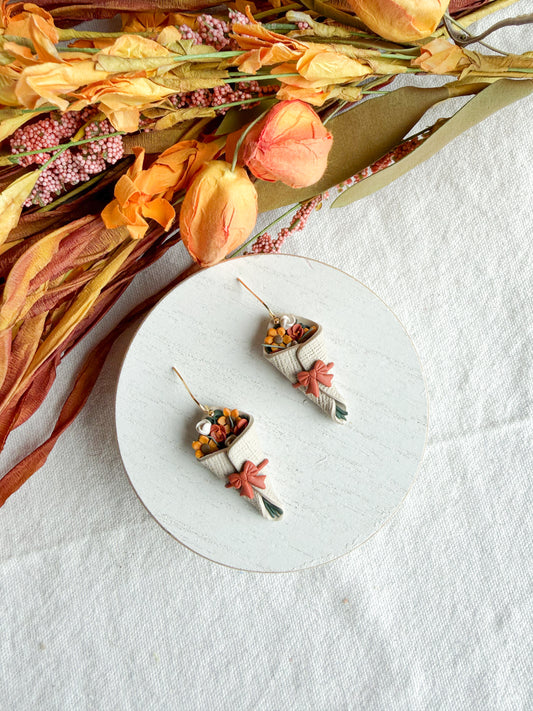Fall Flower Bouquet Polymer Clay Earrings