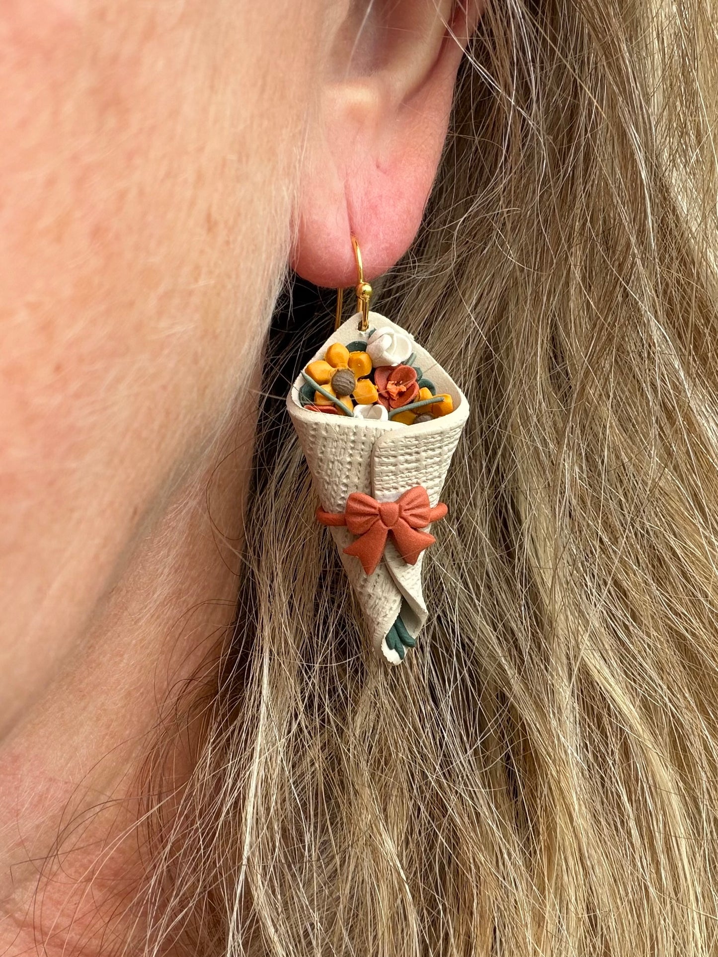 Fall Flower Bouquet Polymer Clay Earrings