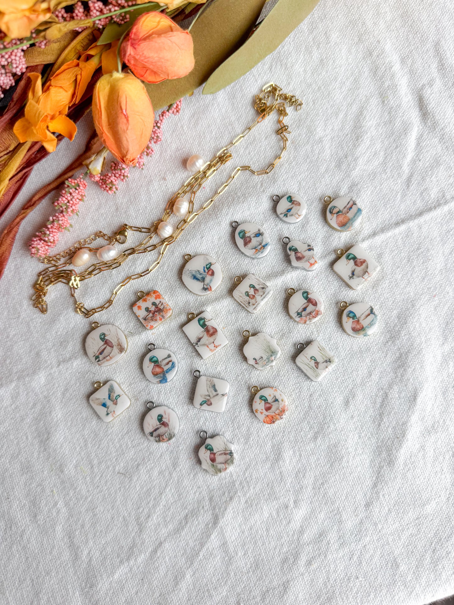 Mallard Duck Transfer Paper Designed Polymer Clay Jewelry Charms