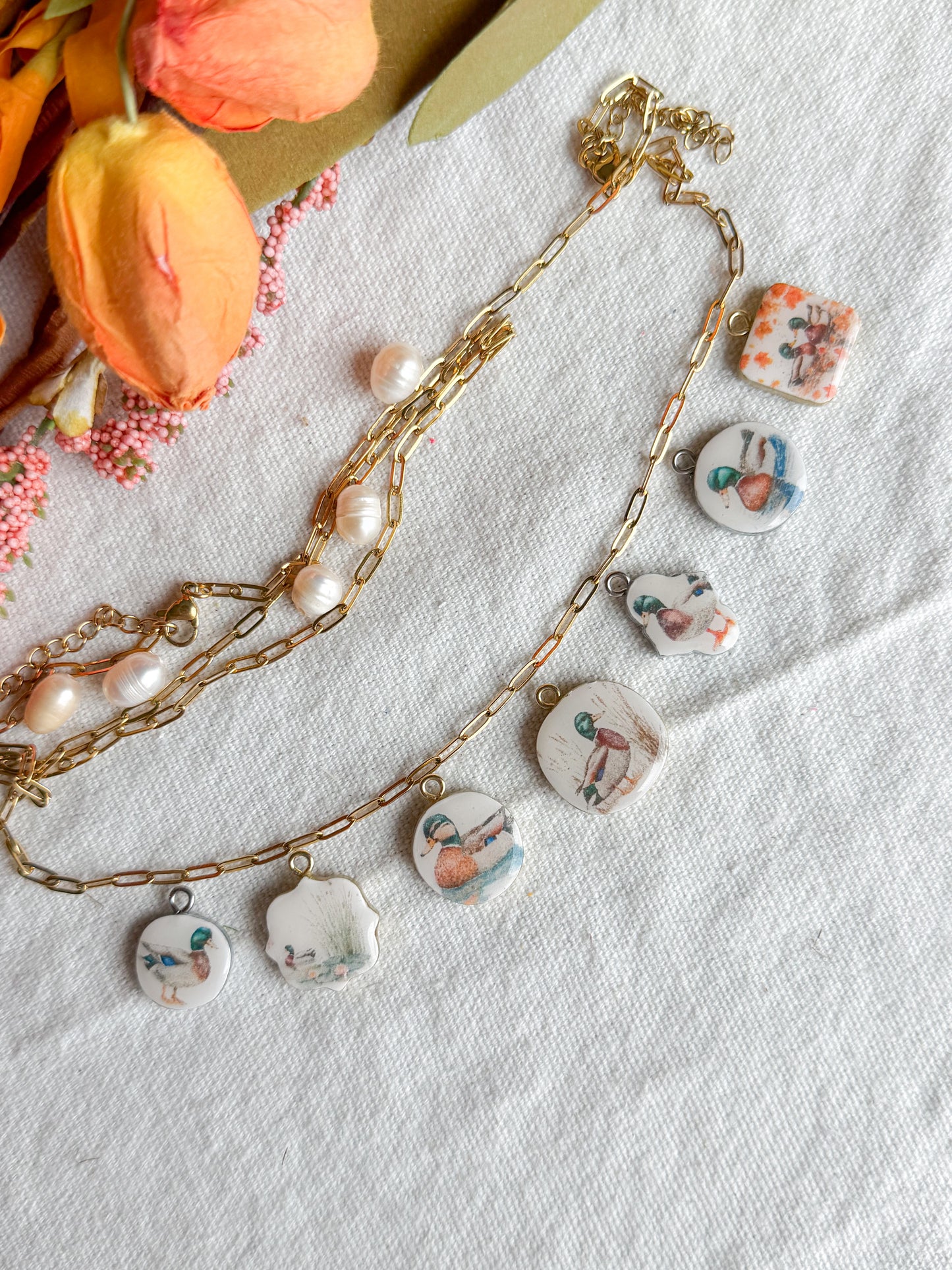 Mallard Duck Transfer Paper Designed Polymer Clay Jewelry Charms