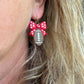 Football Bow Game Day Sports Mom Polymer Clay Earrings