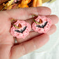 Spooky Pink Girly Bat Halloween Polymer Clay Dangles | Fall Earrings | Halloween Earrings