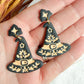 Folk Art Witch's Hat Polymer Clay Dangles | Halloween Earrings