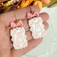 Girly Pink Bow Ghost Halloween Polymer Clay Dangles | Fall Earrings