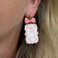 Girly Pink Bow Ghost Halloween Polymer Clay Dangles | Fall Earrings