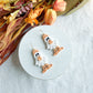Orange Beanie and Vans Ghost Halloween Polymer Clay Dangles | Fall Earrings