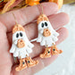 Orange Beanie and Vans Ghost Halloween Polymer Clay Dangles | Fall Earrings