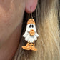 Orange Beanie and Vans Ghost Halloween Polymer Clay Dangles | Fall Earrings