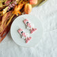 Pink Bow Ghost with Cat Halloween Polymer Clay Dangles | Fall Earrings
