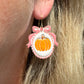 Pink Bow Framed Pumpkin Halloween Polymer Clay Dangles | Fall Earrings