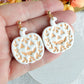 Folk Art Jack-O-Lantern Pumpkin Halloween Polymer Clay Dangles | Fall Earrings
