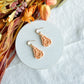 Folk Art Floral Patterned Pumpkin Halloween Polymer Clay Dangles | Fall Earrings