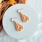 Folk Art Floral Patterned Pumpkin Halloween Polymer Clay Dangles | Fall Earrings