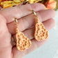Folk Art Floral Patterned Pumpkin Halloween Polymer Clay Dangles | Fall Earrings