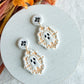 Whimsical Folk Art Floral Ghost Halloween Polymer Clay Dangles | Fall Earrings