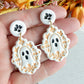 Whimsical Folk Art Floral Ghost Halloween Polymer Clay Dangles | Fall Earrings