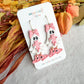 Pink Bow Ghost with Cat Halloween Polymer Clay Dangles | Fall Earrings