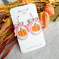 Pink Bow Framed Pumpkin Halloween Polymer Clay Dangles | Fall Earrings