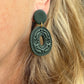 Forest Green Boho Folk Art Organic Circle Polymer Clay Earrings