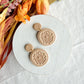 Beige Botanical Sunflower Polymer Clay Earrings