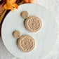 Beige Botanical Sunflower Polymer Clay Earrings