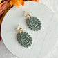 Sage Green Vintage Framed Pumpkin Polymer Clay Earrings