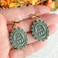 Sage Green Vintage Framed Pumpkin Polymer Clay Earrings